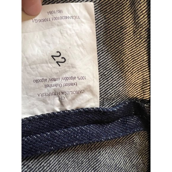 Carolina Herrera Jean Jacket Blue L Large Cotton Denim Classic Washable NEW - Picture 13 of 13